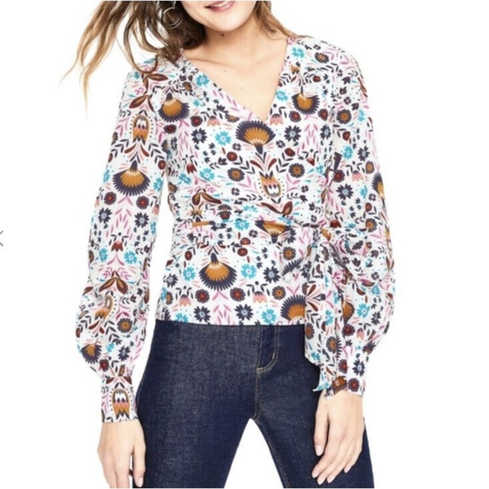 Boden Rosamund Wrap Top Shirt Carnival Floral Women’s 4